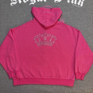 Victoria’s Secret PINK Carmine Rose Rhinestone Bling Crown Queen Hoodie Large